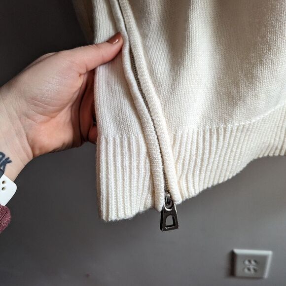 Barbara Bui ivory cream wool turtleneck zipper medium weight cozy luxe sweater - Picture 3 of 6